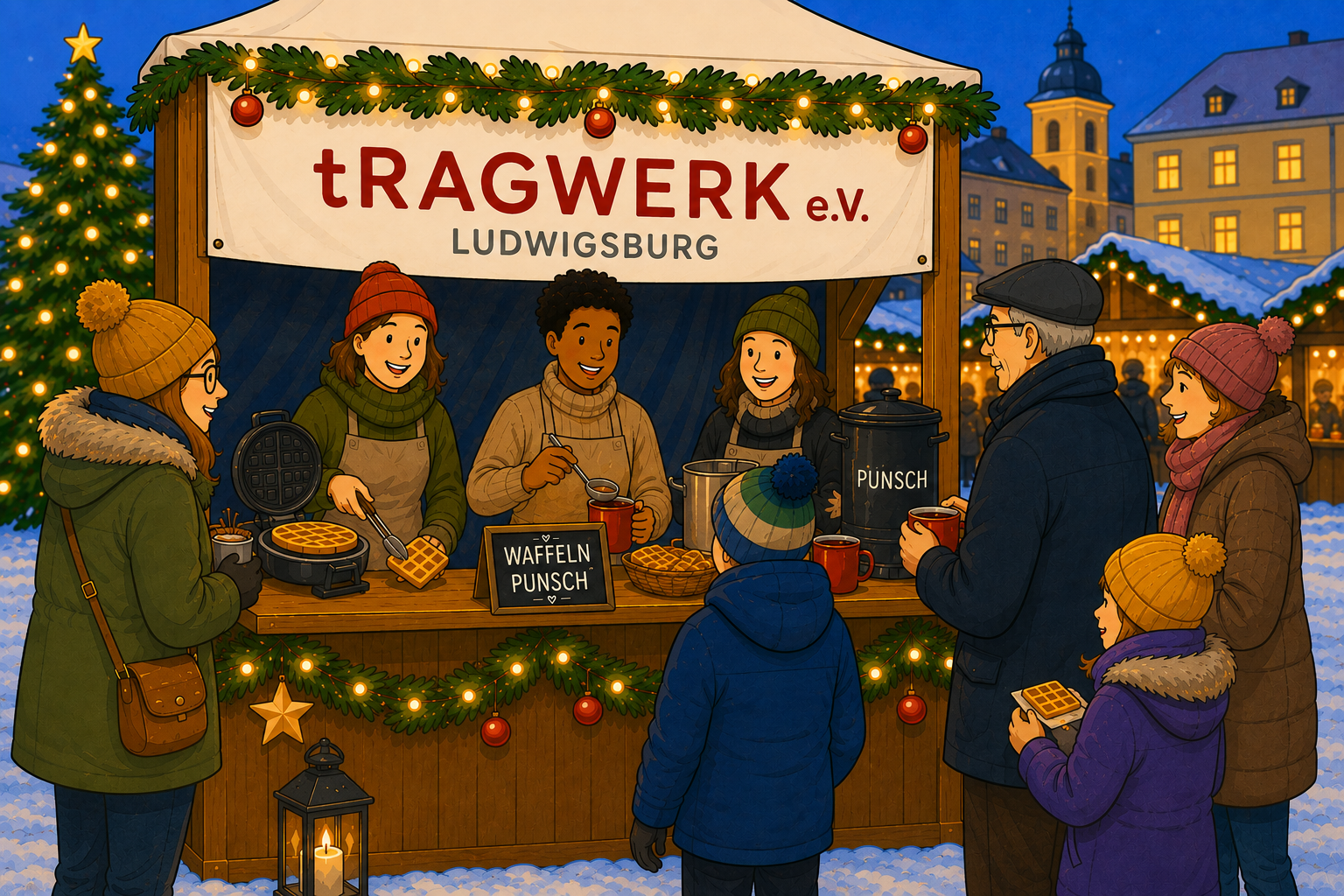 Tragwerk hat einen Stand auf dem Ludwigsburger Weihnachtsmarkt